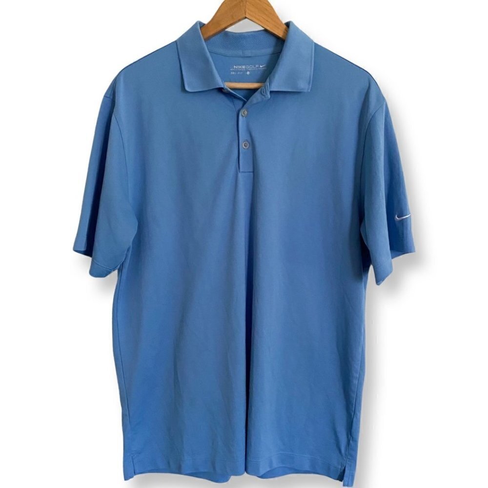 Nike Dri-Fit Mens Golf Polo Shirt Large Blue Short Sleeve Casual